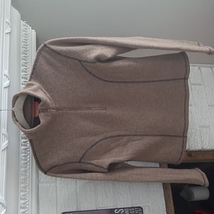 Women's Carve Designs Fitted Activewear Brown Fleece Half Zipper Sweatshirt SZ L